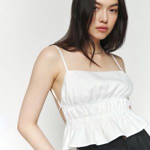 Reformation Pollie Linen Top in White | Size S